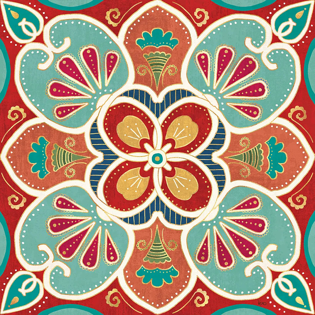 Folk Floral VII by Veronique Charron. SKU 47025a. Archival Giclee Fine art print for wall decor.