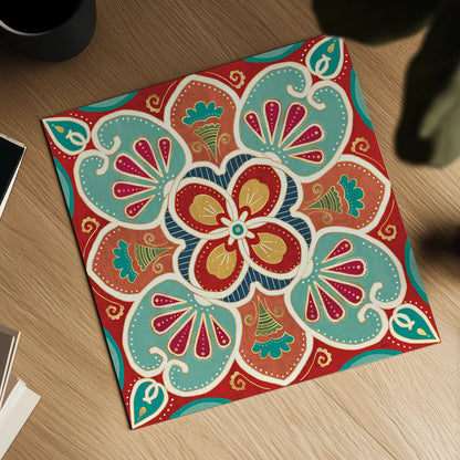 Folk Floral VII by Veronique Charron. Shown as a detailed flat fine art print, highlighting archival giclee quality. Available as an archival giclee rolled canvas, fine art paper, or poster print. SKU 47025a.