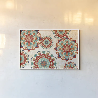 Folk Floral VIII by Veronique Charron. shown as a paper print in a white frame. Available as a archival giclee rolled canvas, fine art paper, or poster print. SKU 47026i.