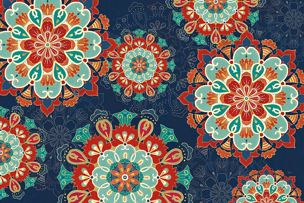 Folk Floral VIII Dark by Veronique Charron. SKU 47030i. Archival Giclee Fine art print for wall decor.