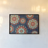 Folk Floral VIII Dark by Veronique Charron. shown as a paper print in a black flame. Available as a archival giclee rolled canvas, fine art paper, or poster print. SKU 47030i.