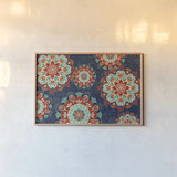 Folk Floral VIII Dark by Veronique Charron. shown as a paper print in a natural frame. Available as a archival giclee rolled canvas, fine art paper, or poster print. SKU 47030i.