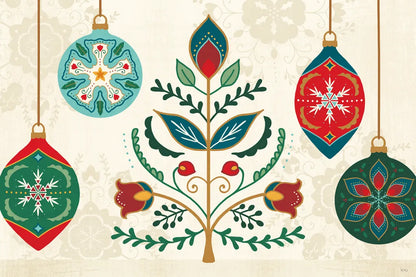 Folk Holiday I by Veronique Charron. SKU 97722i. Archival Giclee Fine art print for wall decor.