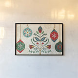Folk Holiday I by Veronique Charron. shown as a paper print in a black flame. Available as a archival giclee rolled canvas, fine art paper, or poster print. SKU 97722i.