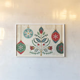 Folk Holiday I by Veronique Charron. shown as a paper print in a white frame. Available as a archival giclee rolled canvas, fine art paper, or poster print. SKU 97722i.