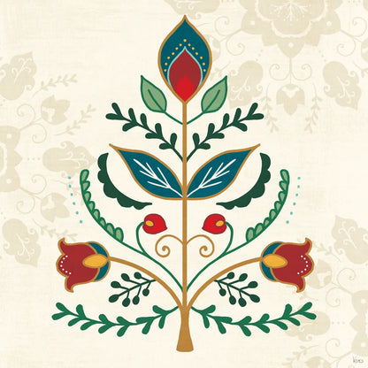 Folk Holiday II by Veronique Charron. SKU 97723a. Archival Giclee Fine art print for wall decor.