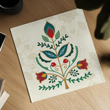 Folk Holiday II by Veronique Charron. Shown as a detailed flat fine art print, highlighting archival giclee quality. Available as an archival giclee rolled canvas, fine art paper, or poster print. SKU 97723a.