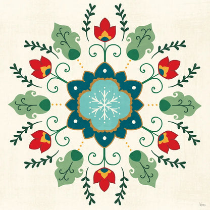 Folk Holiday IV by Veronique Charron. SKU 97725a. Archival Giclee Fine art print for wall decor.