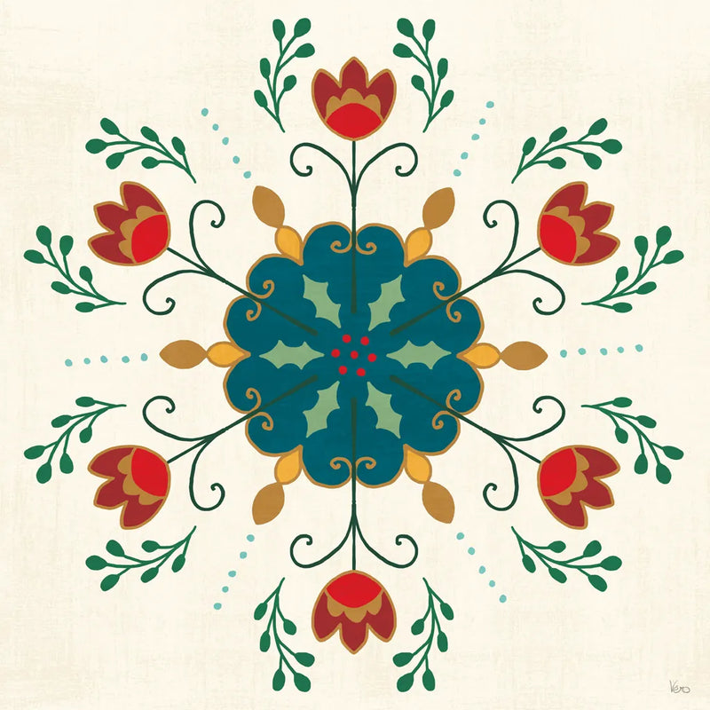 Folk Holiday V by Veronique Charron. SKU 97726a. Archival Giclee Fine art print for wall decor.