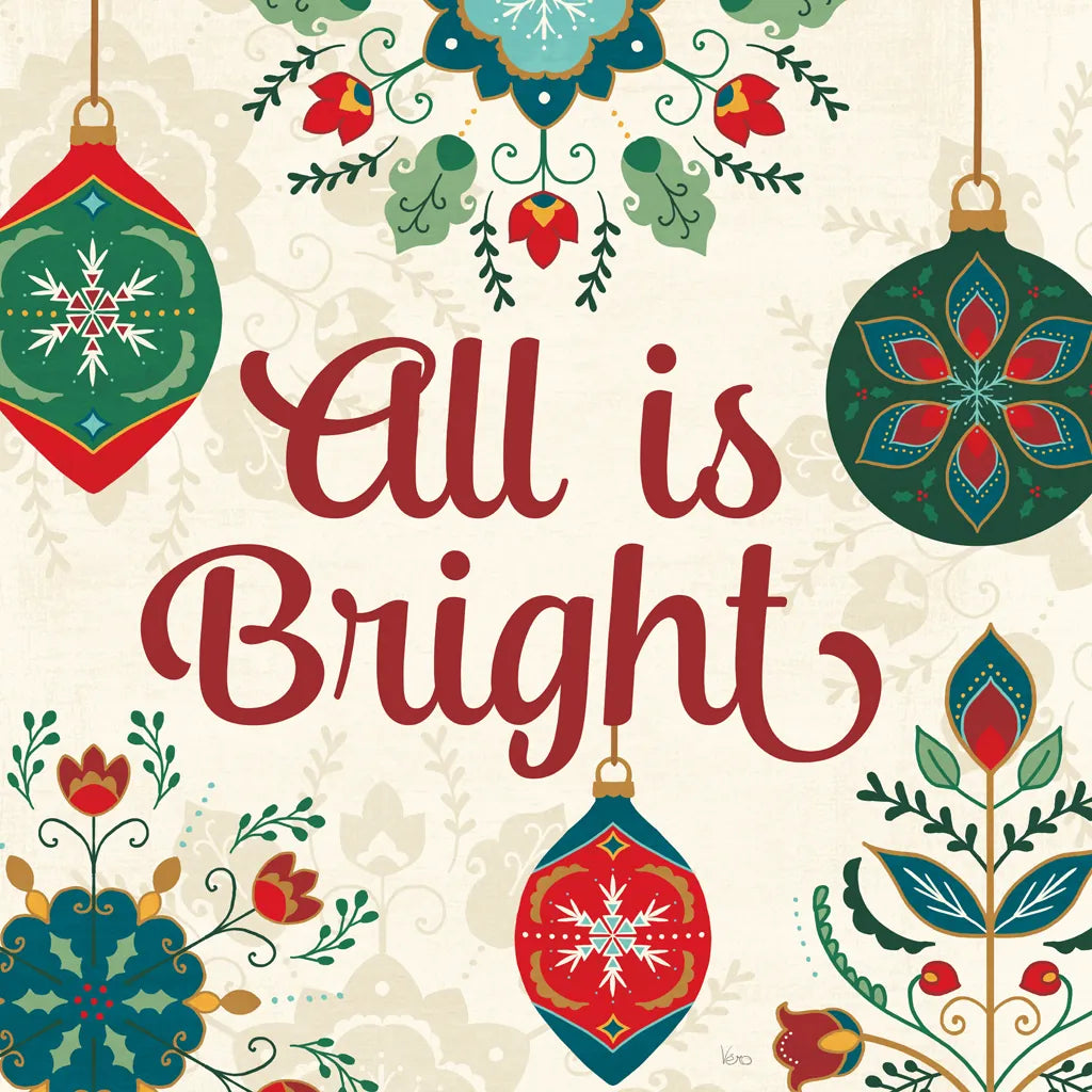 Folk Holiday VII by Veronique Charron. SKU 97728a. Archival Giclee Fine art print for wall decor.