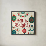 Folk Holiday VII by Veronique Charron. Shown in a sleek black glass frame for a contemporary gallery look. Available as an archival giclee rolled canvas, fine art paper, or poster print. SKU 97728a.