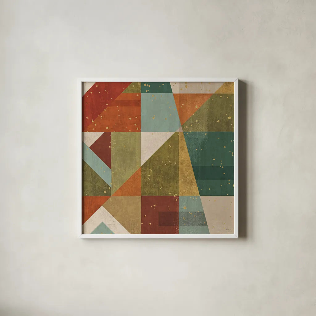 Framework VI Spice by Veronique Charron. Shown in a crisp white glass frame for a clean and minimalist style. Available as an archival giclee rolled canvas, fine art paper, or poster print. SKU 28822a.