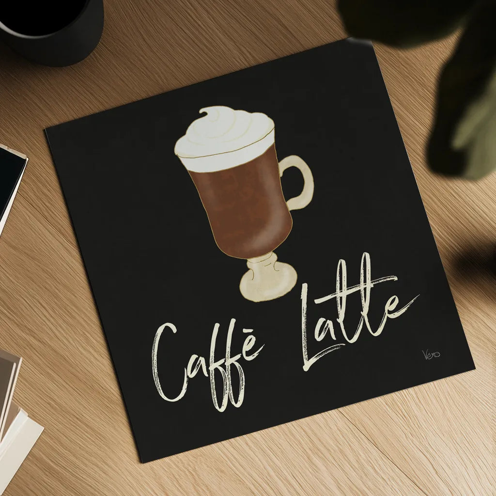 Fresh Coffee Caffe Latte by Veronique Charron. Shown as a detailed flat fine art print, highlighting archival giclee quality. Available as an archival giclee rolled canvas, fine art paper, or poster print. SKU 68435a.
