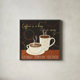 Fresh Coffee III by Veronique Charron. Shown in a sleek black glass frame for a contemporary gallery look. Available as an archival giclee rolled canvas, fine art paper, or poster print. SKU 35226a.