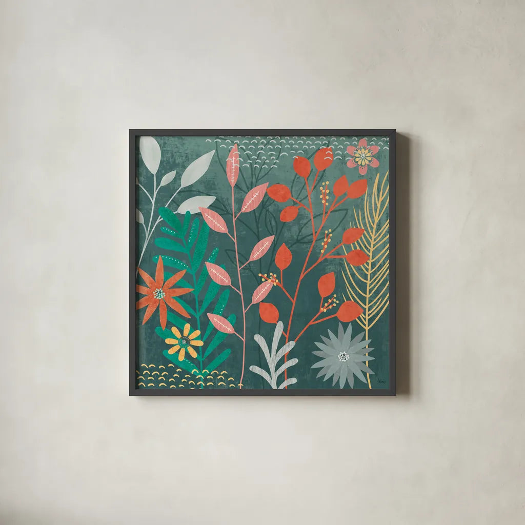 Fresh Petals II by Veronique Charron. Shown in a sleek black glass frame for a contemporary gallery look. Available as an archival giclee rolled canvas, fine art paper, or poster print. SKU 79636a.