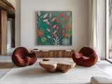 Fresh Petals II by Veronique Charron. Shown as extra-large giant wall art in a modern living room. Available as an archival giclee rolled canvas, fine art paper, or poster print. SKU 79636a.
