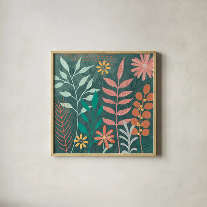 Fresh Petals III by Veronique Charron. Shown in a natural wood glass frame for a timeless modern aesthetic. Available as an archival giclee rolled canvas, fine art paper, or poster print. SKU 79637a.