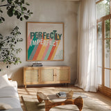 Fresh Petals IV by Veronique Charron. Shown in a natural wood frame in a cozy modern living room. Available as an archival giclee rolled canvas, fine art paper, or poster print. SKU 79638a.