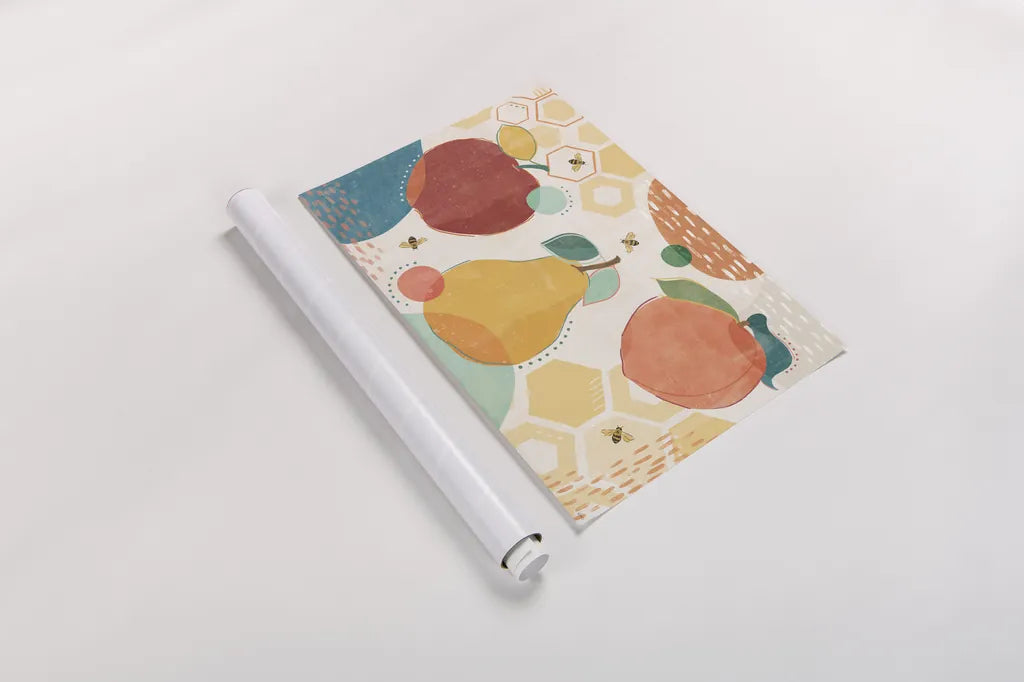 Fruit Frenzy I by Veronique Charron. shown as a rolled paper print. Available as archival giclee rolled canvas, fine art paper, or poster print. SKU 72393i.