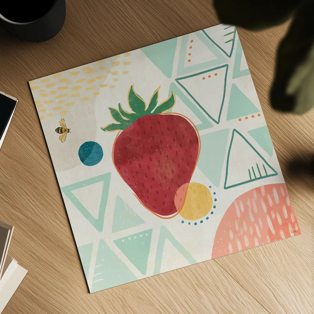 Fruit Frenzy IV by Veronique Charron. Shown as a detailed flat fine art print, highlighting archival giclee quality. Available as an archival giclee rolled canvas, fine art paper, or poster print. SKU 72396a.