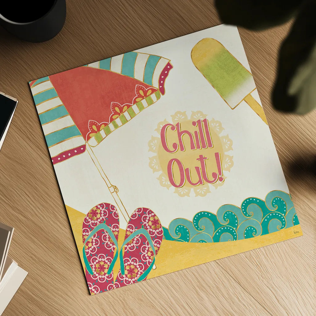 Fun in the Sun I by Veronique Charron. Shown as a detailed flat fine art print, highlighting archival giclee quality. Available as an archival giclee rolled canvas, fine art paper, or poster print. SKU 42510a.