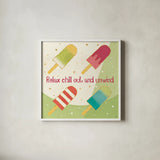 Fun in the Sun IV by Veronique Charron. Shown in a crisp white glass frame for a clean and minimalist style. Available as an archival giclee rolled canvas, fine art paper, or poster print. SKU 42513a.