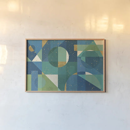 Geo Contour I by Veronique Charron. shown as a paper print in a natural frame. Available as a archival giclee rolled canvas, fine art paper, or poster print. SKU 28732i.