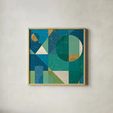Geo Contour II by Veronique Charron. Shown in a natural wood glass frame for a timeless modern aesthetic. Available as an archival giclee rolled canvas, fine art paper, or poster print. SKU 28733a.