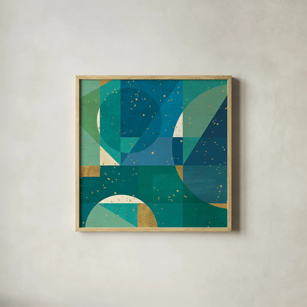 Geo Contour III by Veronique Charron. Shown in a natural wood glass frame for a timeless modern aesthetic. Available as an archival giclee rolled canvas, fine art paper, or poster print. SKU 28734a.