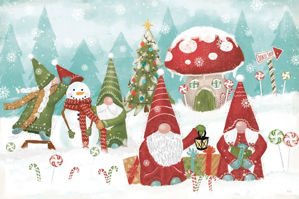 Gnome Sweet Gnome I by Veronique Charron. SKU 69509i. Archival Giclee Fine art print for wall decor.