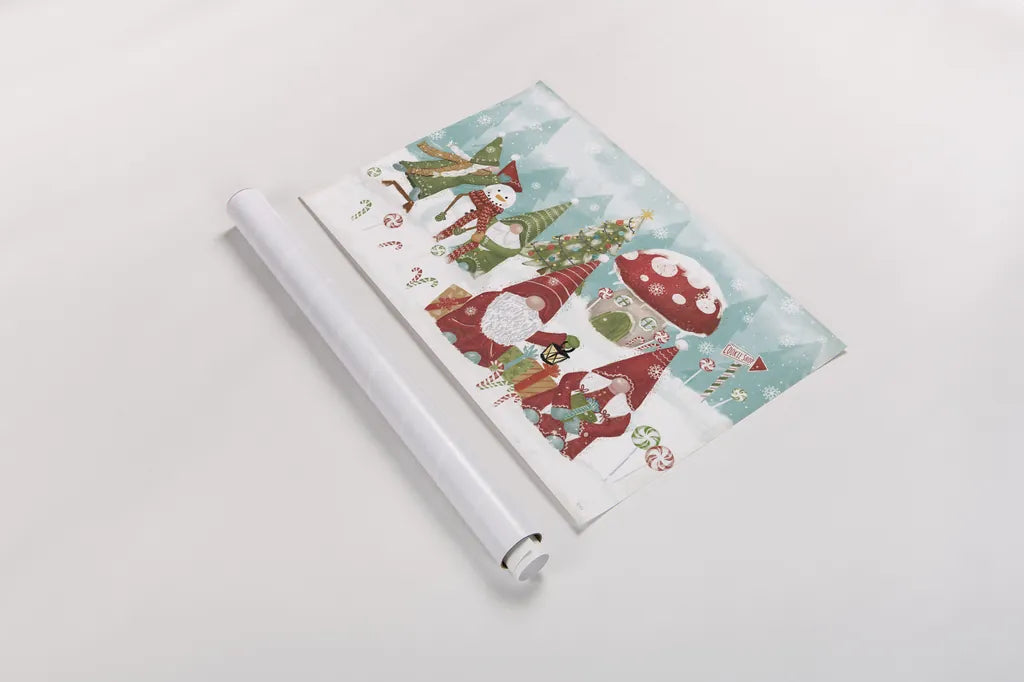 Gnome Sweet Gnome I by Veronique Charron. shown as a rolled paper print. Available as archival giclee rolled canvas, fine art paper, or poster print. SKU 69509i.