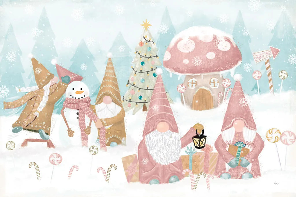 Gnome Sweet Gnome I by Veronique Charron. SKU 70596i. Archival Giclee Fine art print for wall decor.