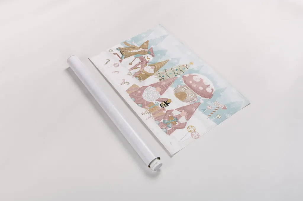 Gnome Sweet Gnome I by Veronique Charron. shown as a rolled paper print. Available as archival giclee rolled canvas, fine art paper, or poster print. SKU 70596i.