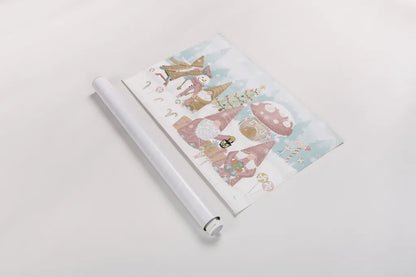 Gnome Sweet Gnome I by Veronique Charron. shown as a rolled paper print. Available as archival giclee rolled canvas, fine art paper, or poster print. SKU 70596i.