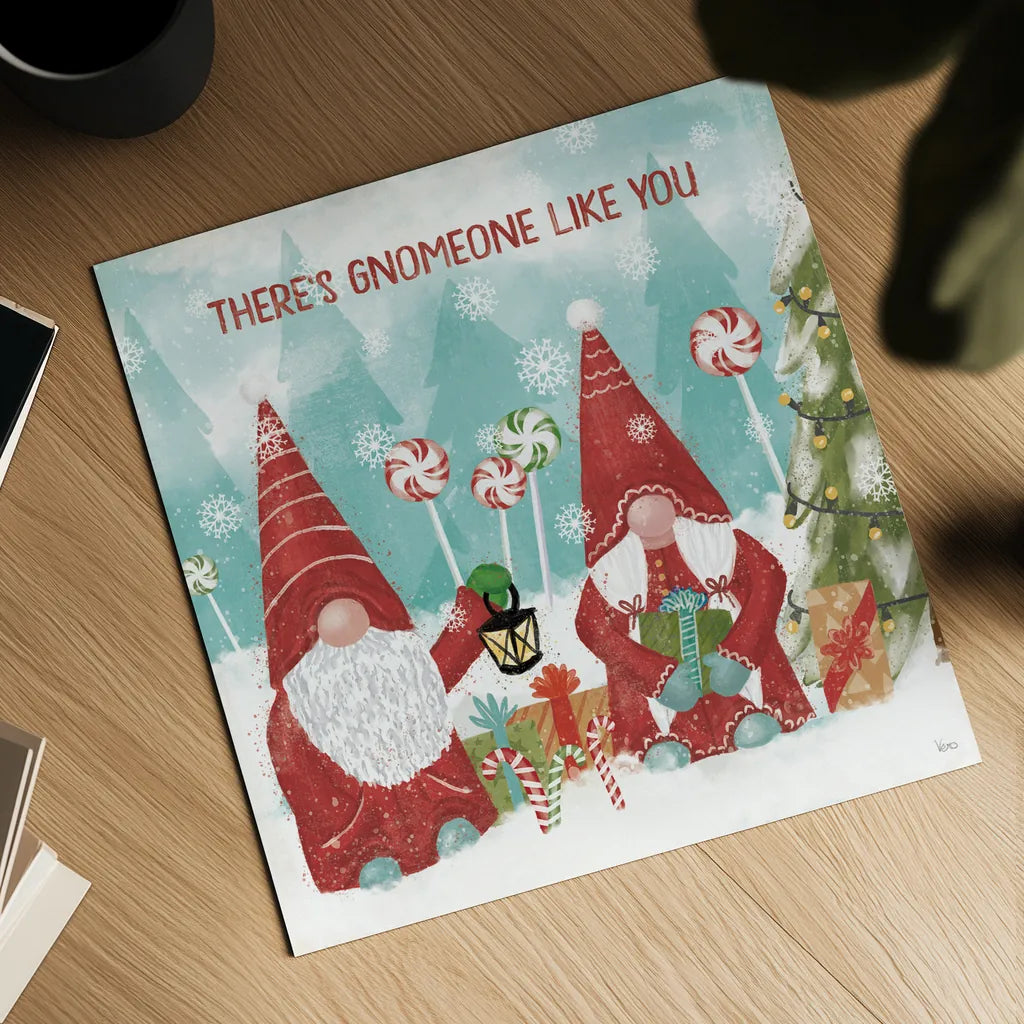 Gnome Sweet Gnome II by Veronique Charron. Shown as a detailed flat fine art print, highlighting archival giclee quality. Available as an archival giclee rolled canvas, fine art paper, or poster print. SKU 69510a.