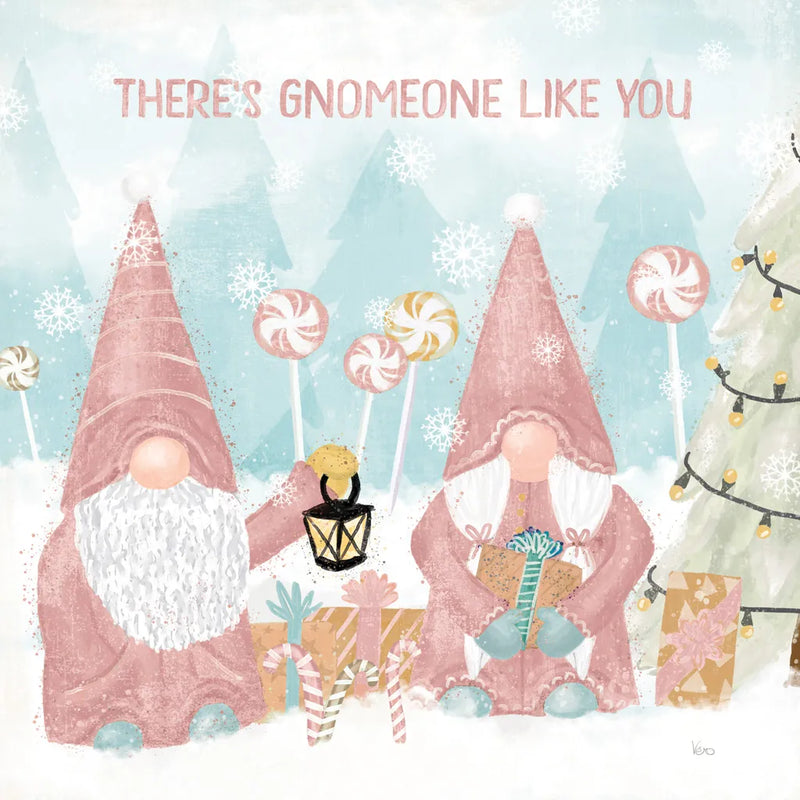 Gnome Sweet Gnome II Blush by Veronique Charron. SKU 70597a. Archival Giclee Fine art print for wall decor.
