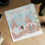 Gnome Sweet Gnome II Blush by Veronique Charron. Shown as a detailed flat fine art print, highlighting archival giclee quality. Available as an archival giclee rolled canvas, fine art paper, or poster print. SKU 70597a.