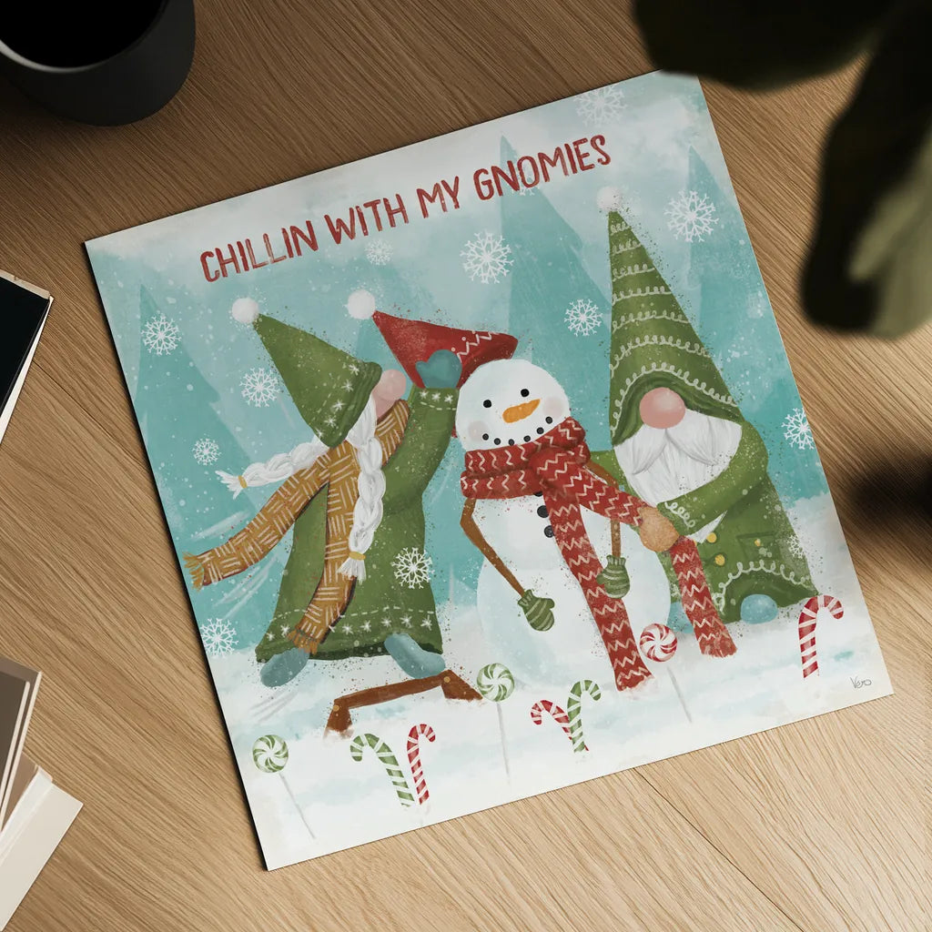 Gnome Sweet Gnome IV by Veronique Charron. Shown as a detailed flat fine art print, highlighting archival giclee quality. Available as an archival giclee rolled canvas, fine art paper, or poster print. SKU 69512a.