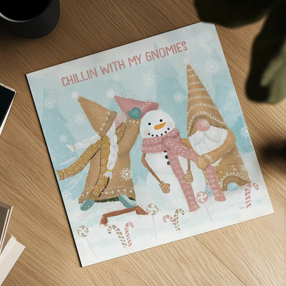 Gnome Sweet Gnome IV Blush by Veronique Charron. Shown as a detailed flat fine art print, highlighting archival giclee quality. Available as an archival giclee rolled canvas, fine art paper, or poster print. SKU 70599a.