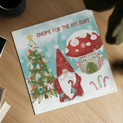 Gnome Sweet Gnome V by Veronique Charron. Shown as a detailed flat fine art print, highlighting archival giclee quality. Available as an archival giclee rolled canvas, fine art paper, or poster print. SKU 69513a.