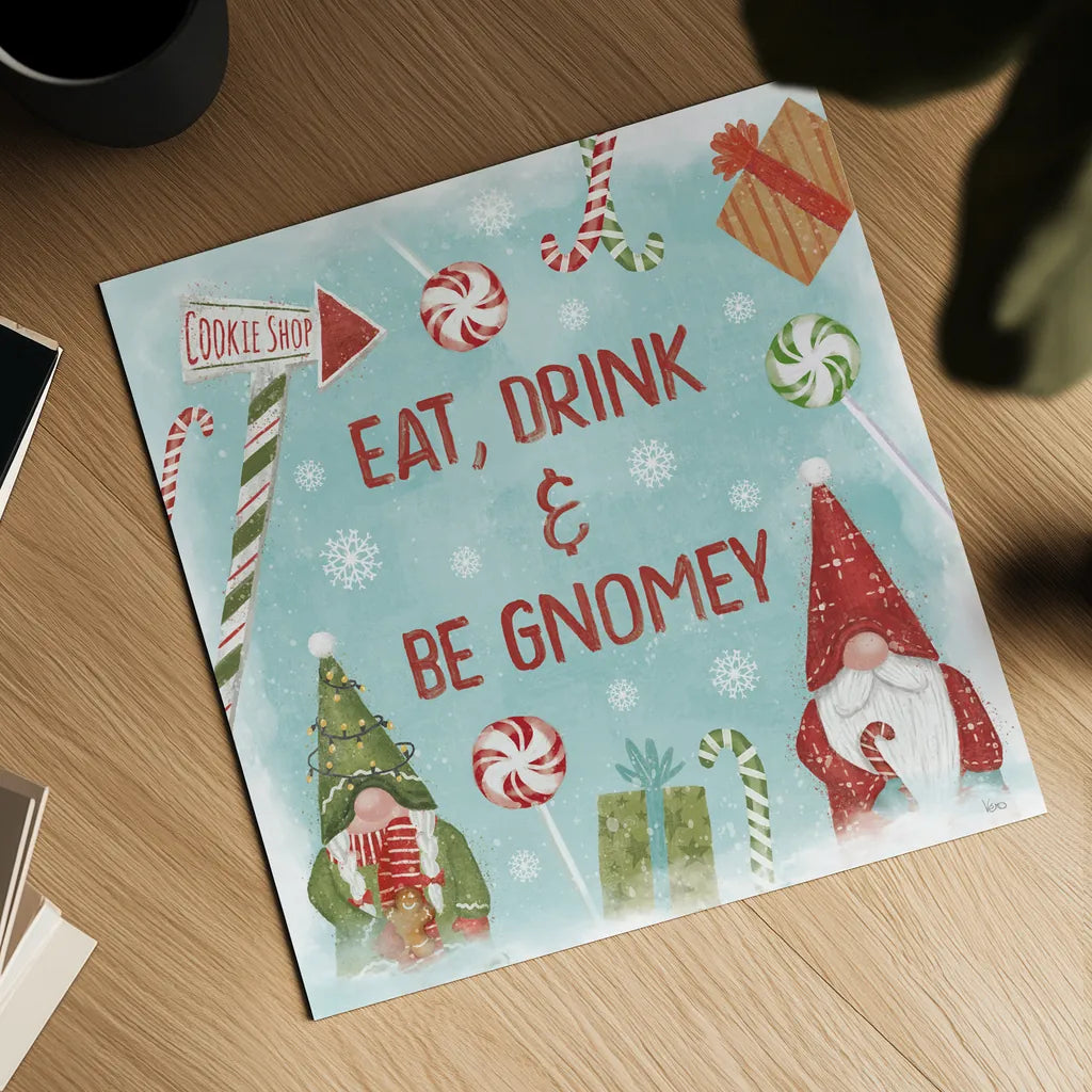 Gnome Sweet Gnome VI by Veronique Charron. Shown as a detailed flat fine art print, highlighting archival giclee quality. Available as an archival giclee rolled canvas, fine art paper, or poster print. SKU 69514a.