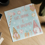 Gnome Sweet Gnome VI Blush by Veronique Charron. Shown as a detailed flat fine art print, highlighting archival giclee quality. Available as an archival giclee rolled canvas, fine art paper, or poster print. SKU 70601a.