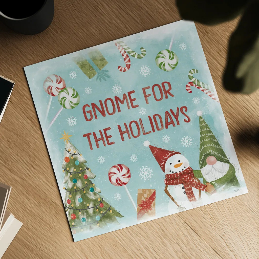 Gnome Sweet Gnome VII by Veronique Charron. Shown as a detailed flat fine art print, highlighting archival giclee quality. Available as an archival giclee rolled canvas, fine art paper, or poster print. SKU 69515a.