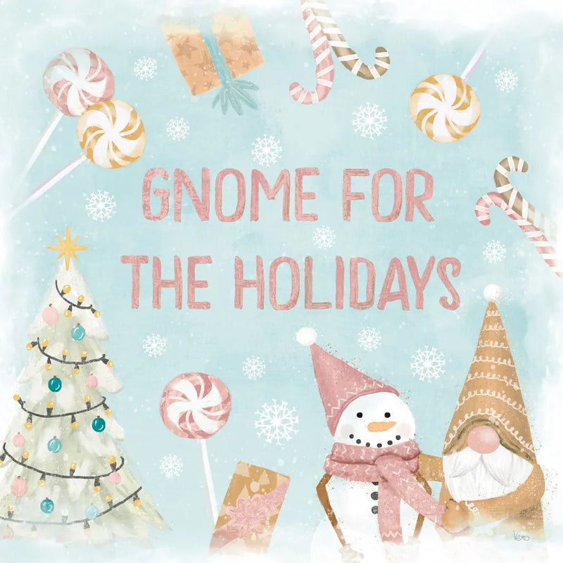 Gnome Sweet Gnome VII Blush by Veronique Charron. SKU 70602a. Archival Giclee Fine art print for wall decor.
