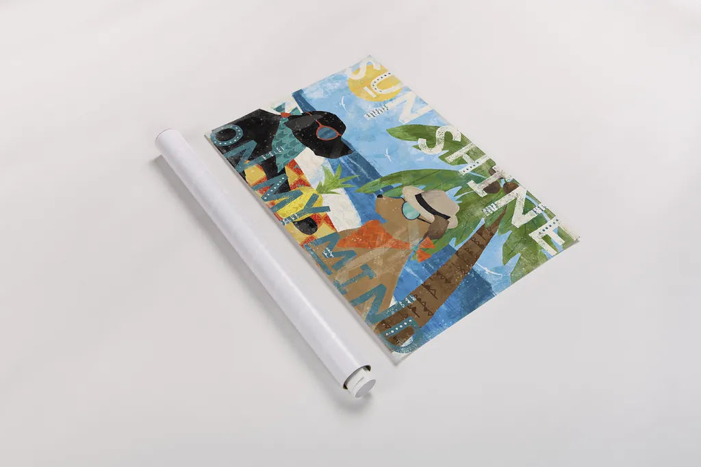 Good Vibes I by Veronique Charron. shown as a rolled paper print. Available as archival giclee rolled canvas, fine art paper, or poster print. SKU 52147i.