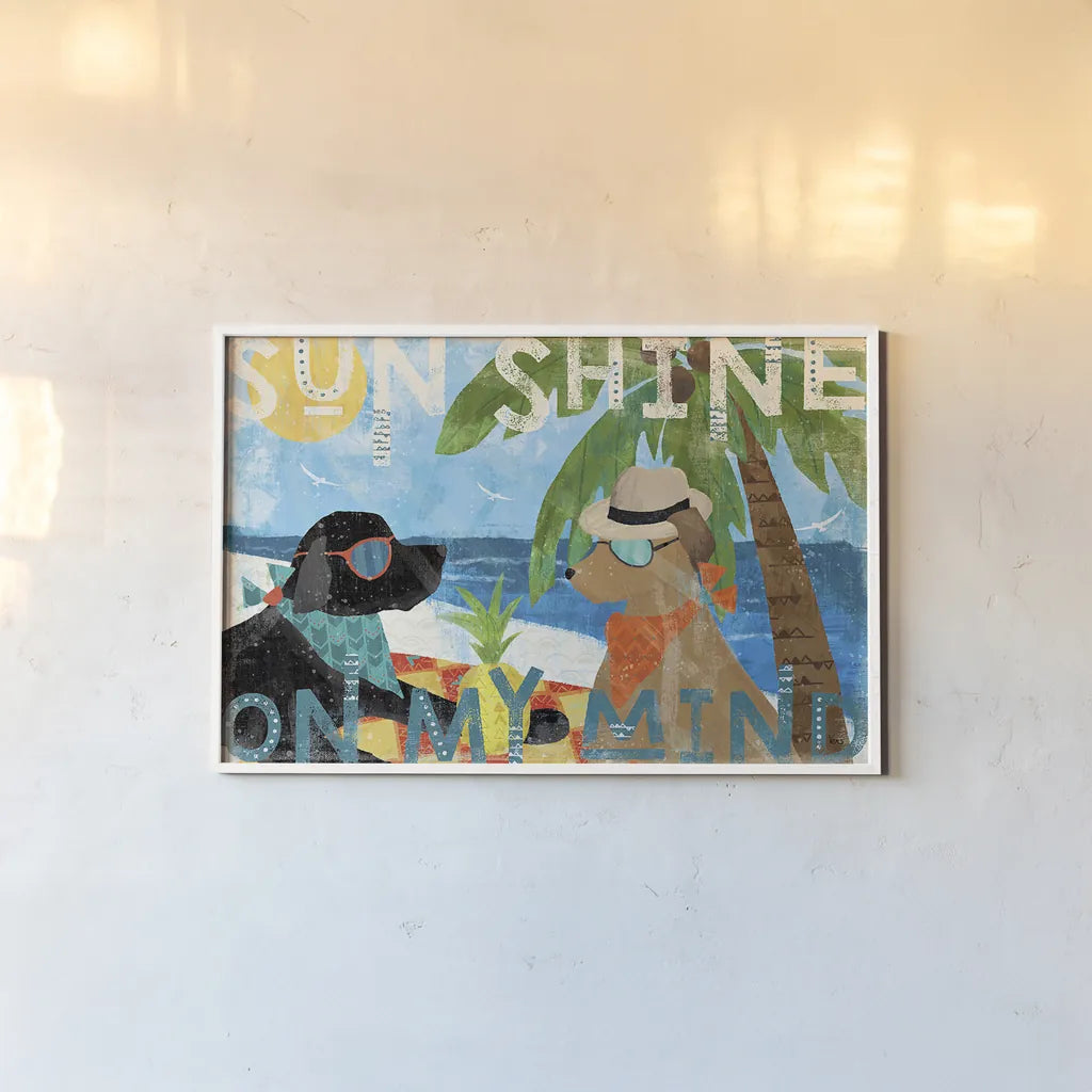 Good Vibes I by Veronique Charron. shown as a paper print in a white frame. Available as a archival giclee rolled canvas, fine art paper, or poster print. SKU 52147i.