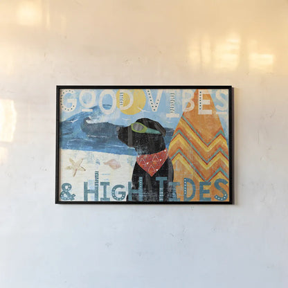 Good Vibes II by Veronique Charron. shown as a paper print in a black flame. Available as a archival giclee rolled canvas, fine art paper, or poster print. SKU 52148i.