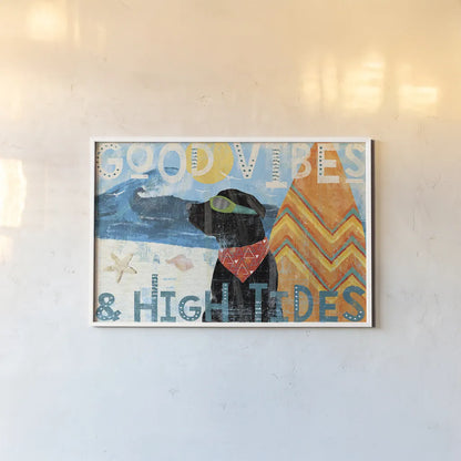 Good Vibes II by Veronique Charron. shown as a paper print in a white frame. Available as a archival giclee rolled canvas, fine art paper, or poster print. SKU 52148i.