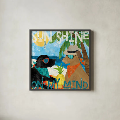 Good Vibes III by Veronique Charron. Shown in a sleek black glass frame for a contemporary gallery look. Available as an archival giclee rolled canvas, fine art paper, or poster print. SKU 52149a.