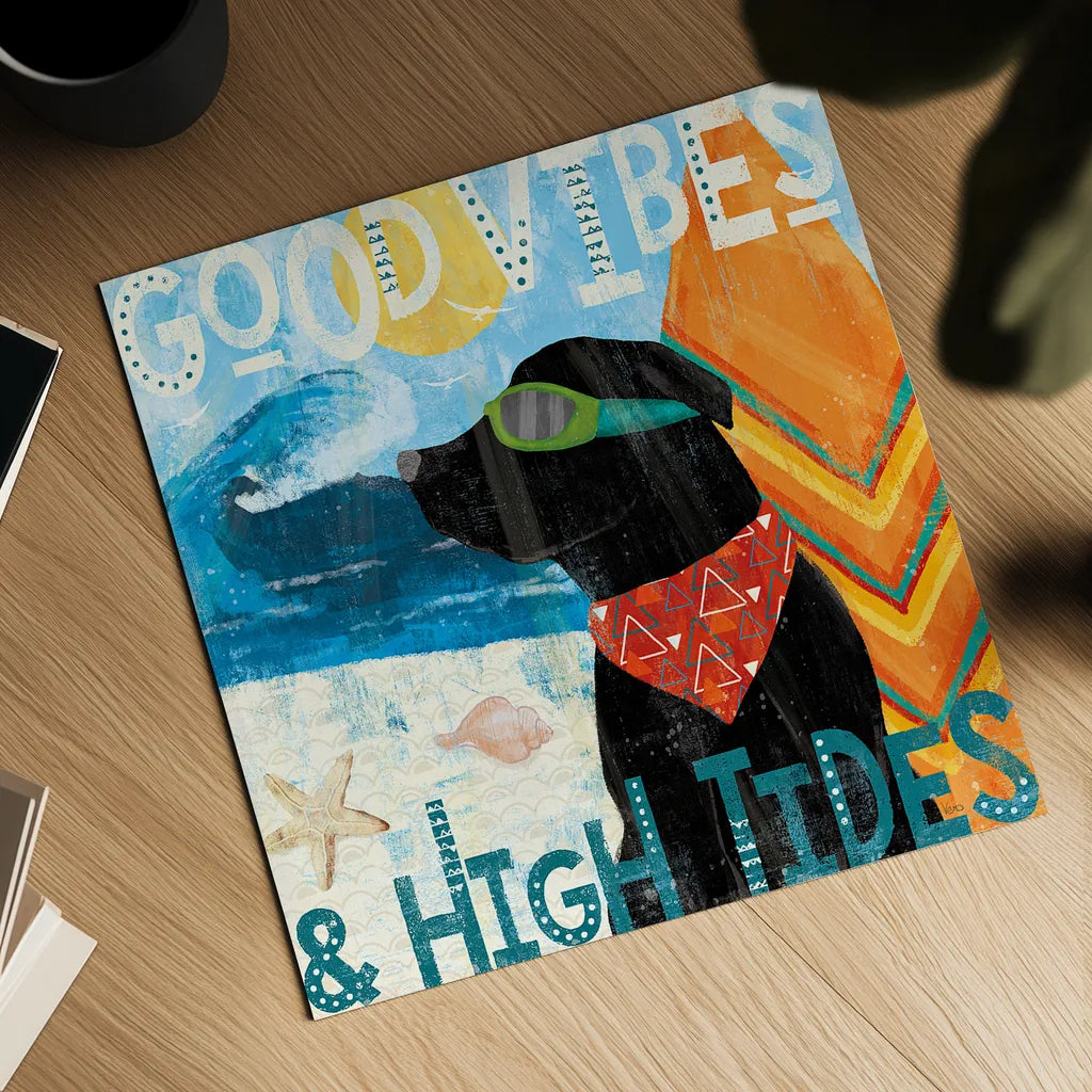 Good Vibes IV by Veronique Charron. Shown as a detailed flat fine art print, highlighting archival giclee quality. Available as an archival giclee rolled canvas, fine art paper, or poster print. SKU 52150a.